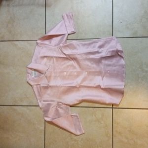 Tracy M. Pink & White Silk Button-Down Shirt